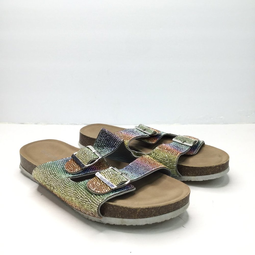 Torrid Sandal Women Size 10 Wide Multicolor Celebrate Love Rainbow Embellished